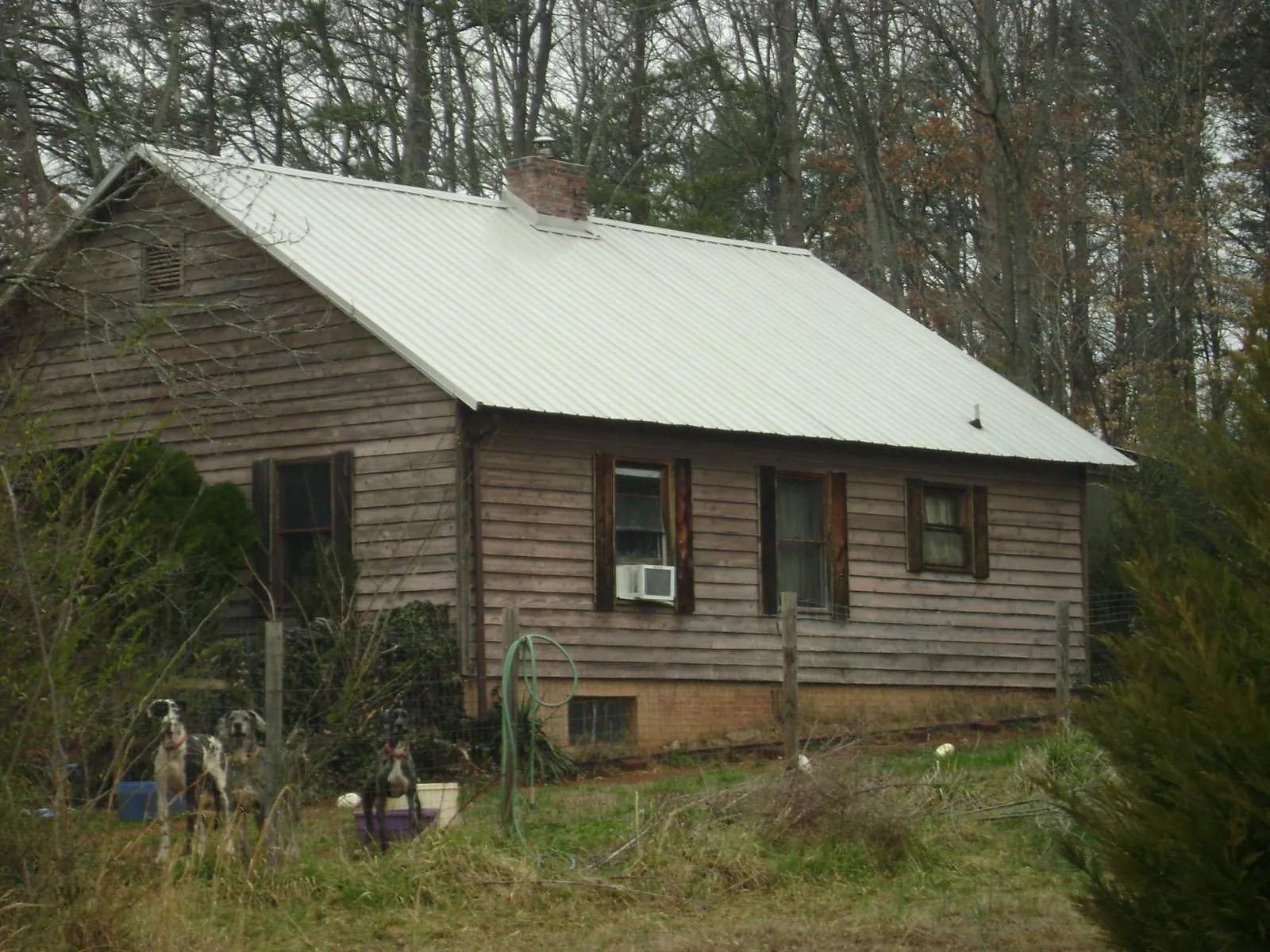White metal roof on an old wood sided farmhouse, from a Asphalt Shingle Roof Repair job in Portsmouth